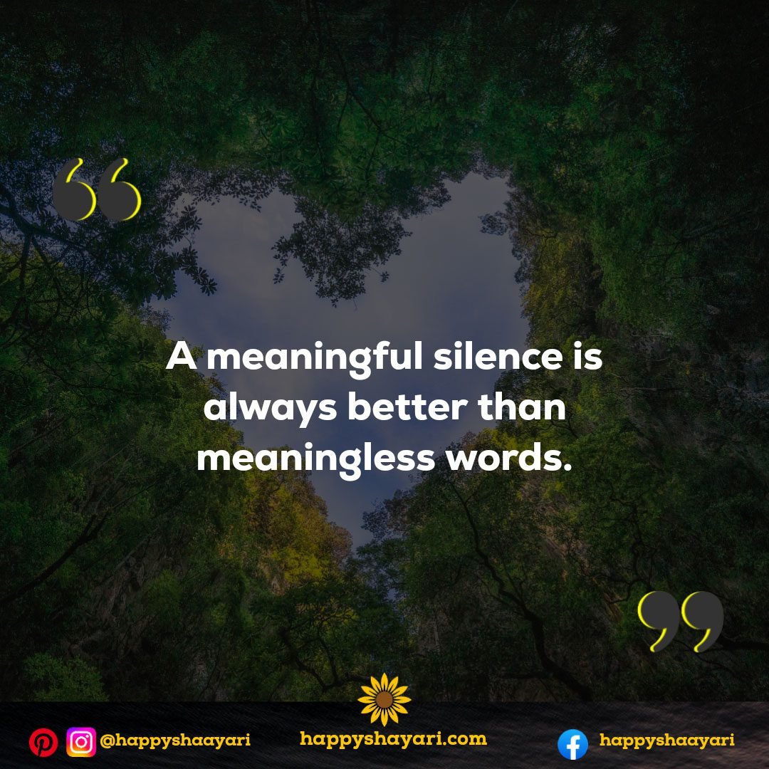 A meaningful silence is always better than a meaningless words.