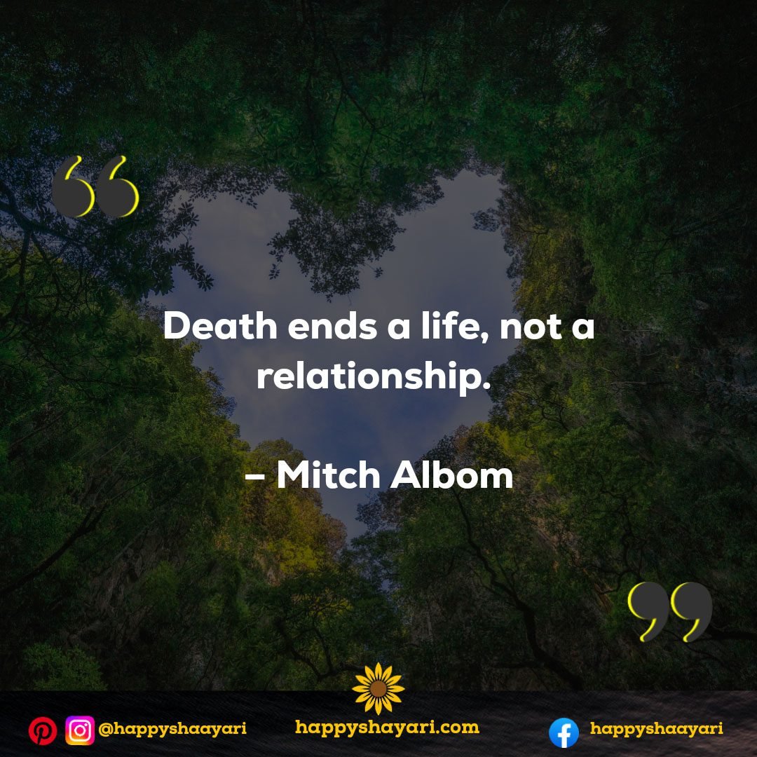 Death ends a life, not a relationship. - Mitch Albom