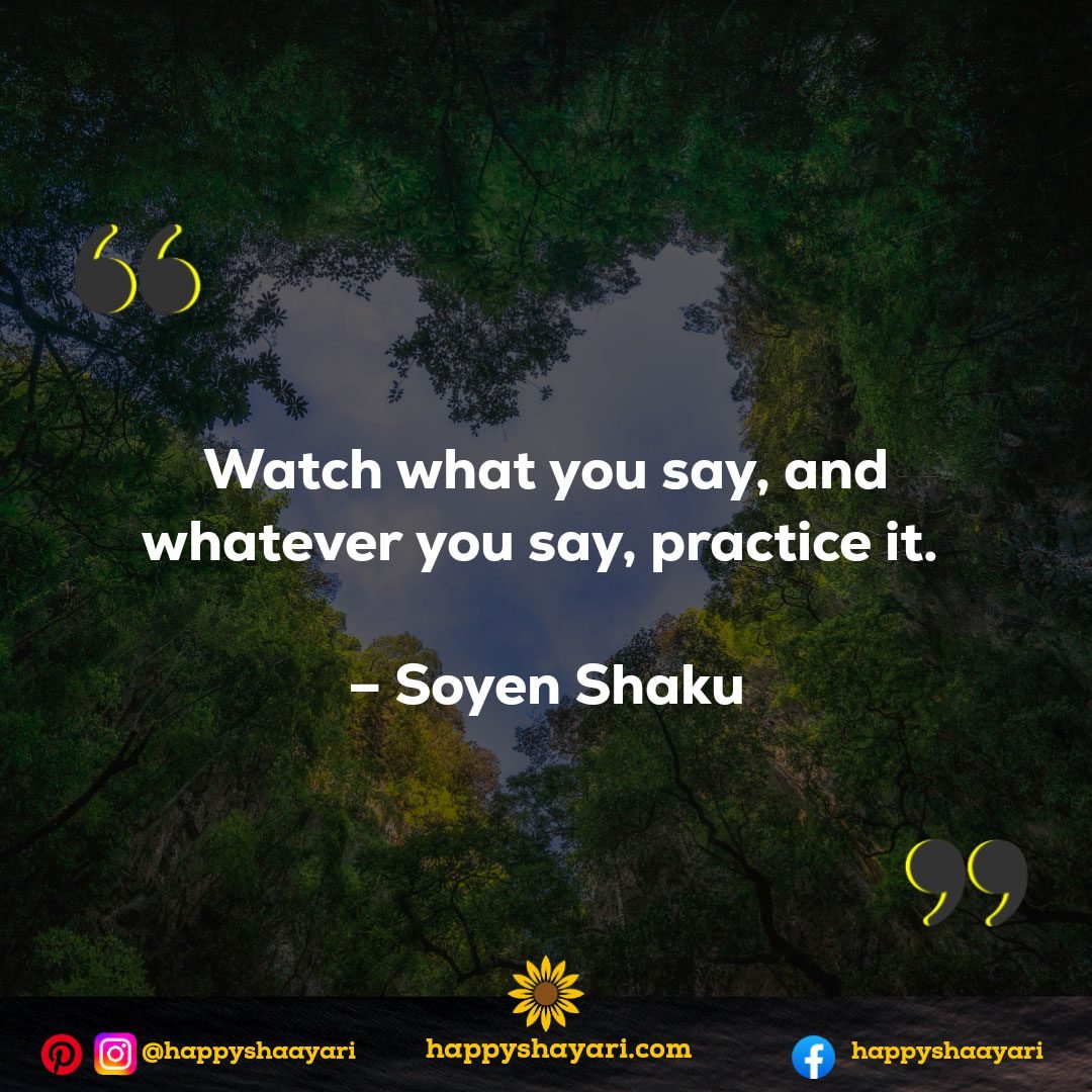 Watch what you say, and whatever you say, practice it. - Soyen Shaku