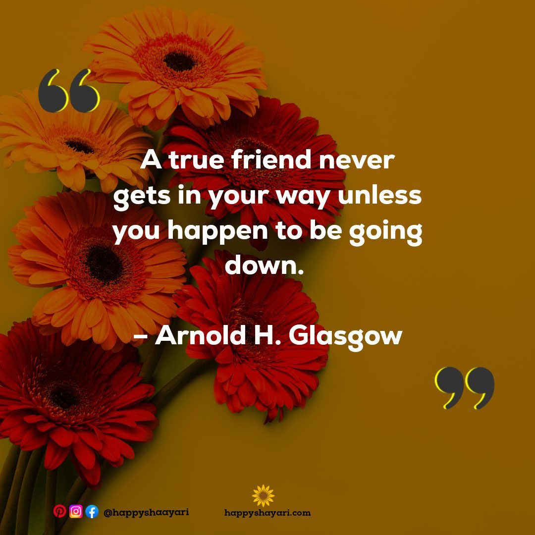 A true friend never gets in your way unless you happen to be going down. – Arnold H. Glasgow