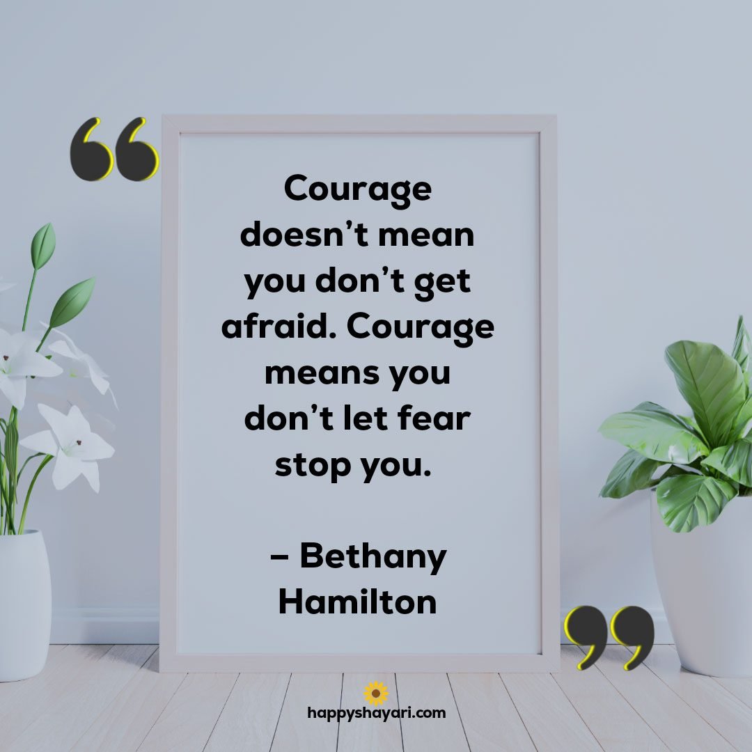 Courage doesnt mean you dont get afraid. Courage means you dont let fear stop you. – Bethany Hamilton