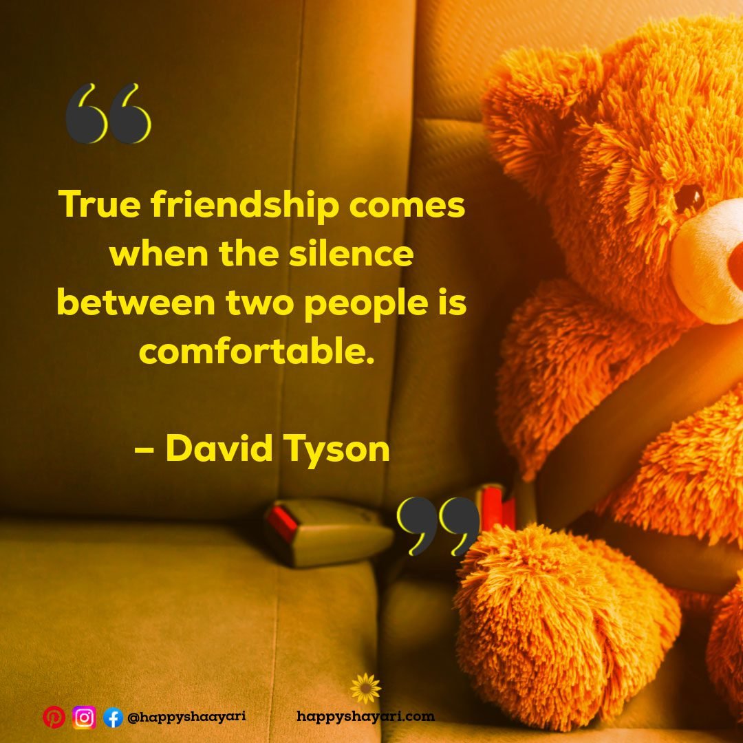 True friendship comes when the silence between two people is comfortable. – David Tyson