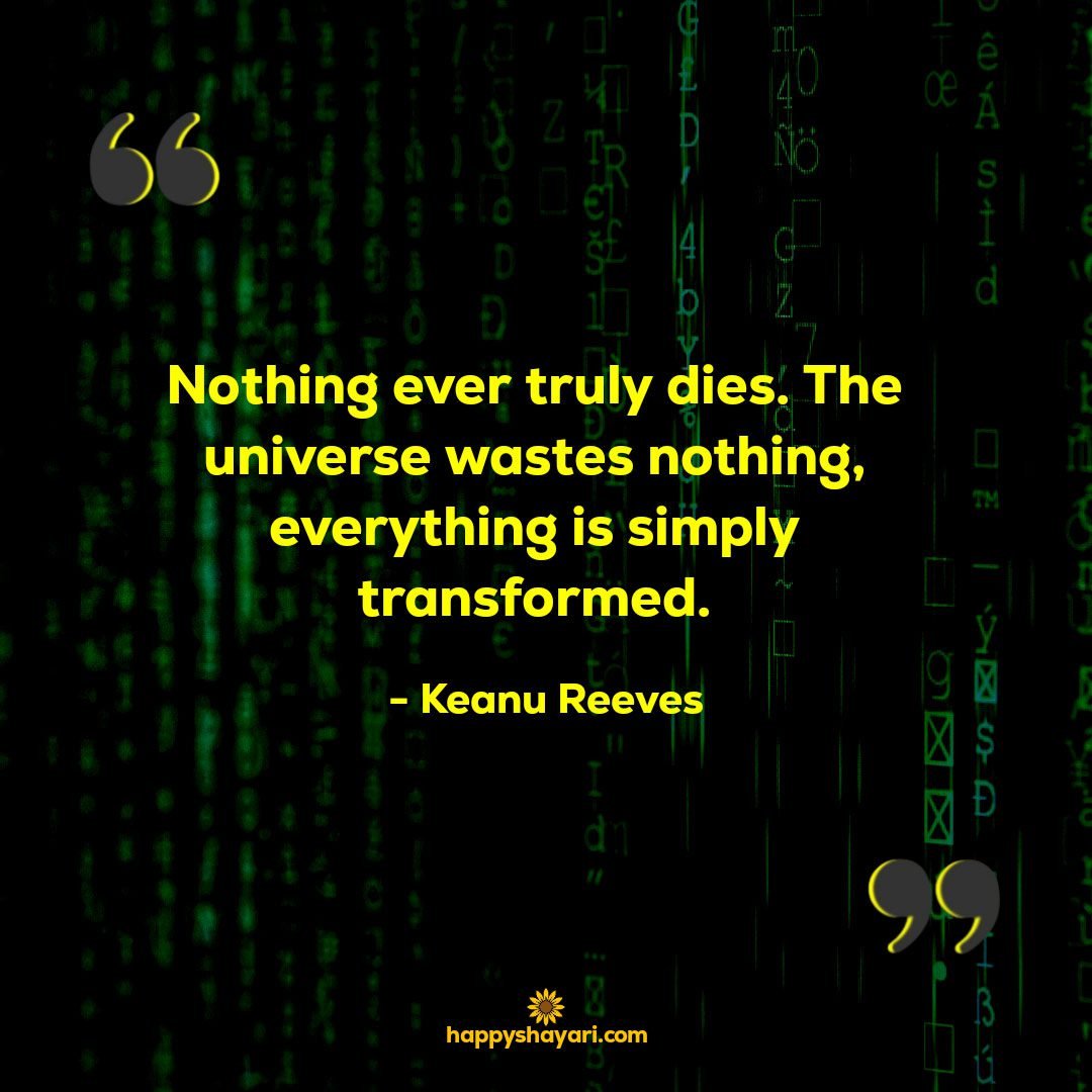 Nothing ever truly dies. The universe wastes nothing everything is simply transformed.