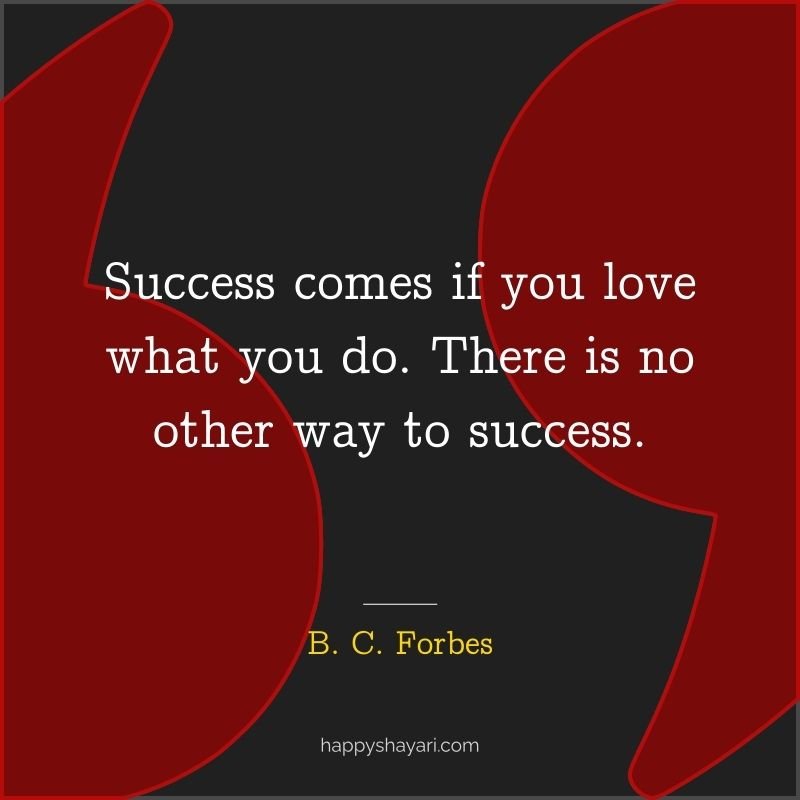Success comes if you love what you do. There is no other way to success.