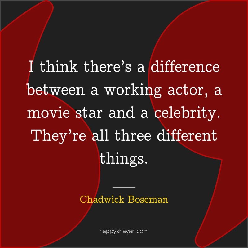 I think there’s a difference between a working actor, a movie star and a celebrity. They’re all three different things.