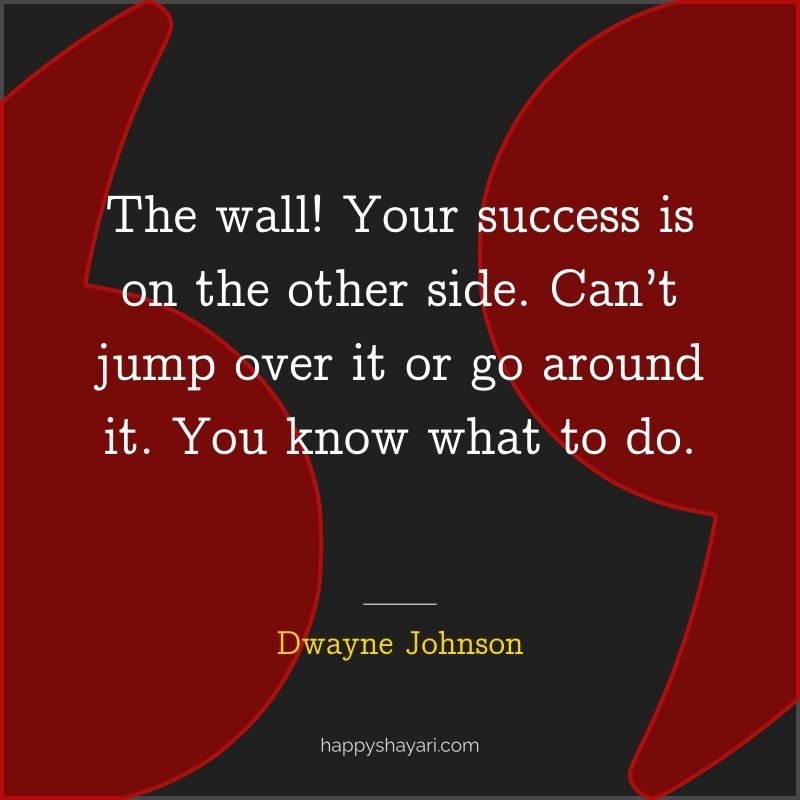 The wall! Your success is on the other side. Can’t jump over it or go around it. You know what to do.