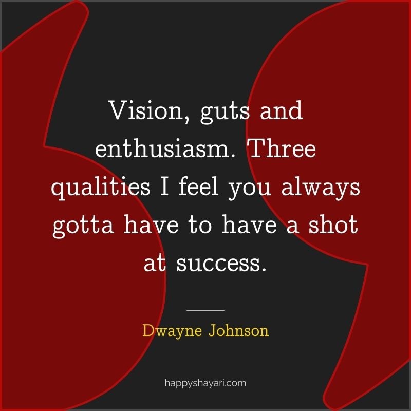 Vision, guts and enthusiasm. Three qualities I feel you always gotta have to have a shot at success.